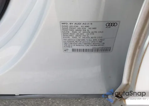 2015 Audi Q7 3.0T Premium from USA, damaged, VIN WA1LGAFE8FD014449